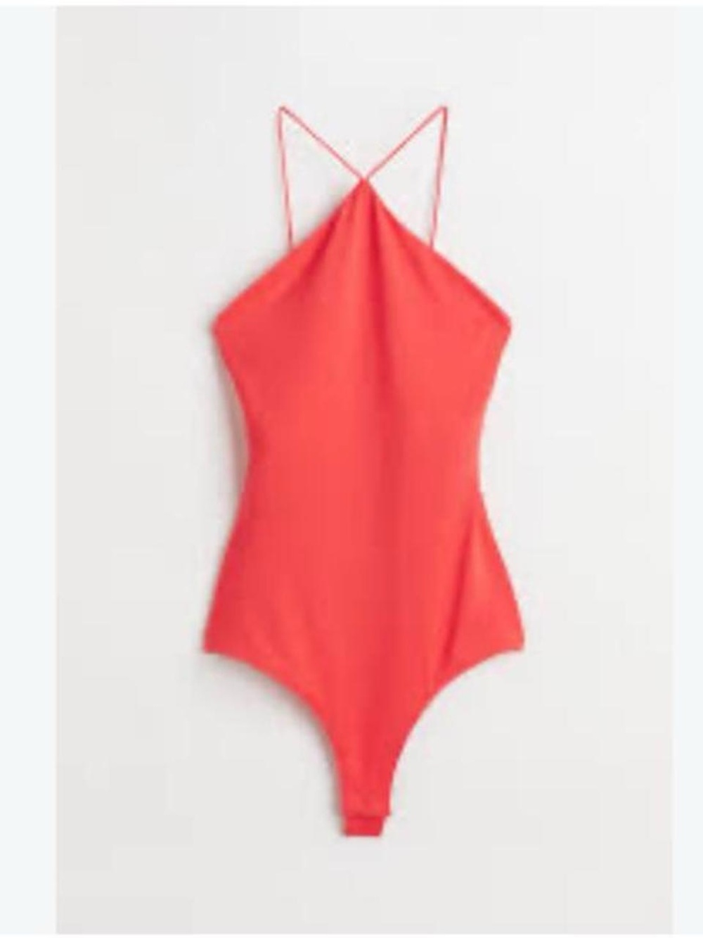 H&M Slim Crossover-Strap Bodysuit in Coral